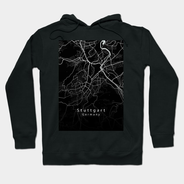 Stuttgart Germany City Map dark Hoodie by Robin-Niemczyk